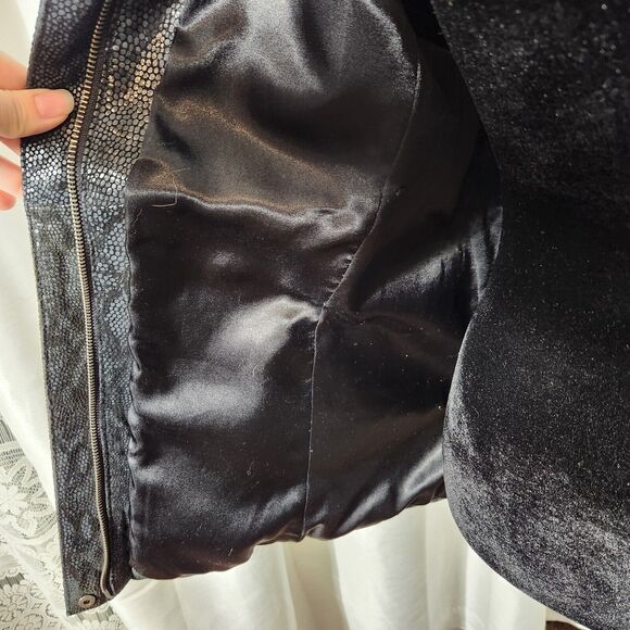 BERNARDO Y2K Vintage Womens Medium Snake Print Suede Leather Zip Front Jacket - Picture 5 of 9